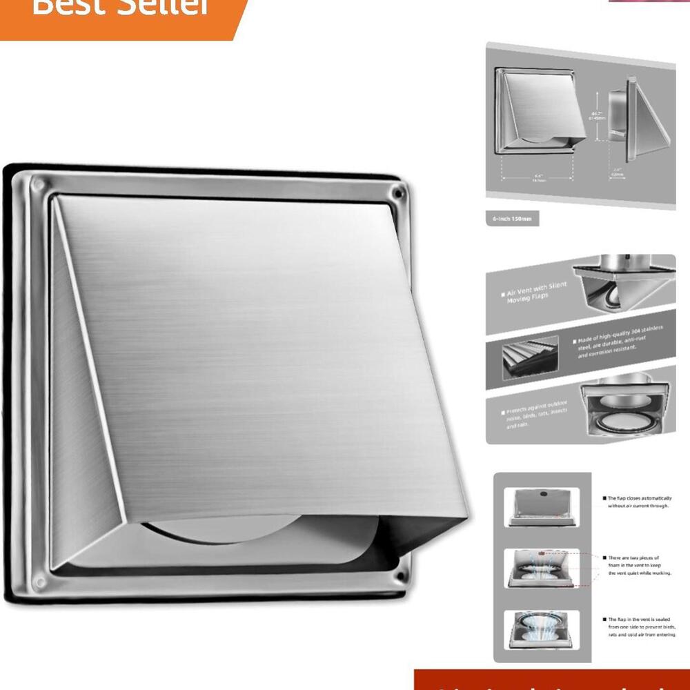 Durable 6-Inch Extractor Wall Vent with Non-Return Flap - Easy Installation